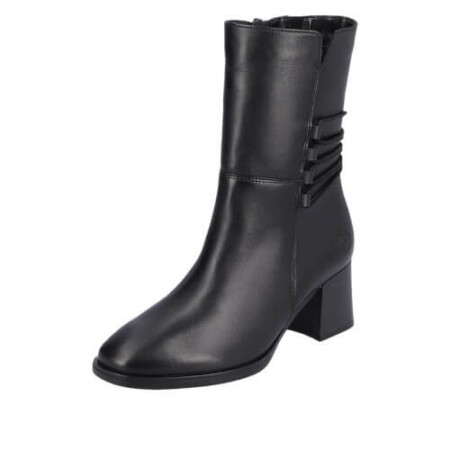 Black Leather mid calf boot with lace detail