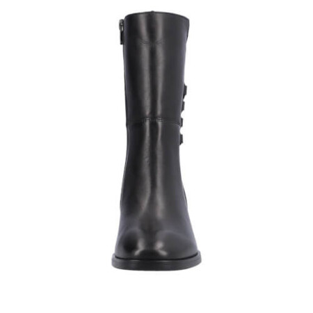 Black Leather mid calf boot with lace detail