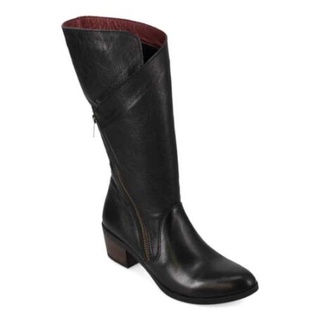 Mid Calf wrapped boot black leather