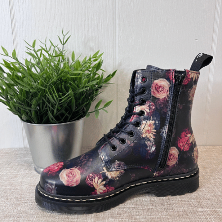 Floral Print Combat Boot Waterproof