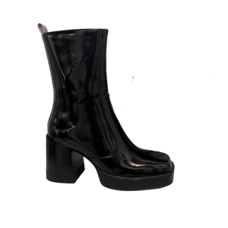 Synthetic Black platform Midcalf boot