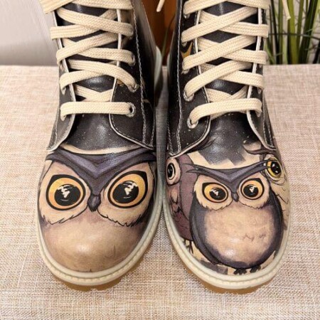 Owl Print combat boot