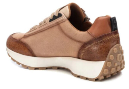 side zip sneaker carmel brown with white base Carmella