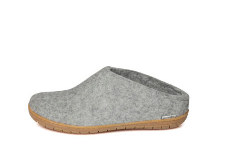 Wool slip on rubber sole Light grey
