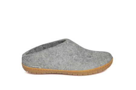 Wool slip on rubber sole Light grey