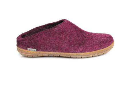 Wool slip on rubber sole cranberry