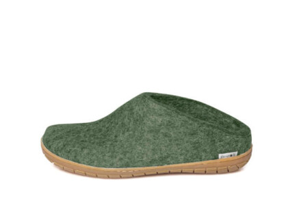 Wool slip on rubber sole Forest Green