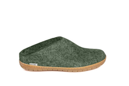 Wool slip on rubber sole Forest Green
