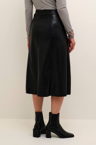 Black Pleather A line skirt mid calf