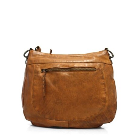 Tan leather top zip bag