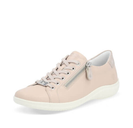 Pink sneaker with side zip white sole
