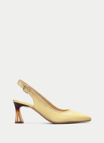 Hispanitas Dalia sling back pump in yellow with a 2 inch Lucite heel.