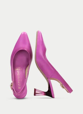 Hispanitas Dalia sling back pump in Pink with a 2 inch Lucite heel.