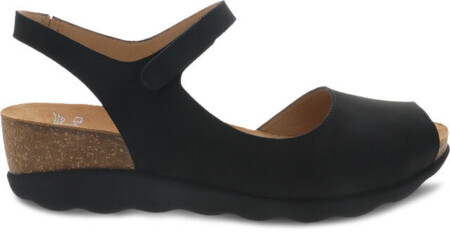 Dansko Marcy Wedge sandal in Black nubuck