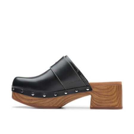 Clarks heeled Sivanne Sun Clog with Buckles and studs