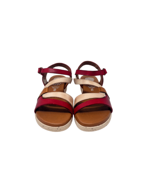 Bianca Moon Wedge Sandal in red leather, and