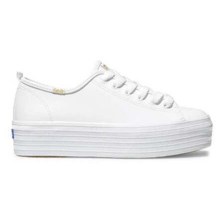 Keds Triple up leather platform sneaker in white.
