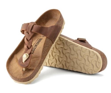 Birkenstock Gizeh Braided oiled leather in cognac