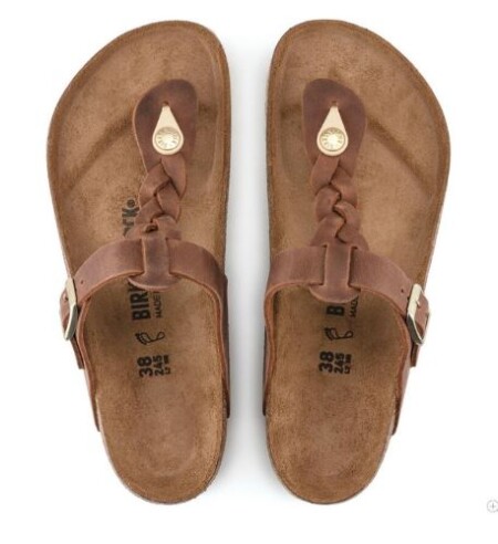 Birkenstock Gizeh Braided oiled leather in cognac