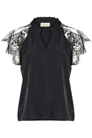 Front of the Cream Nola lace blouse in black