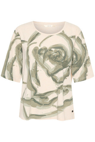 Cream CRLkia t shirt in cream with green floral print