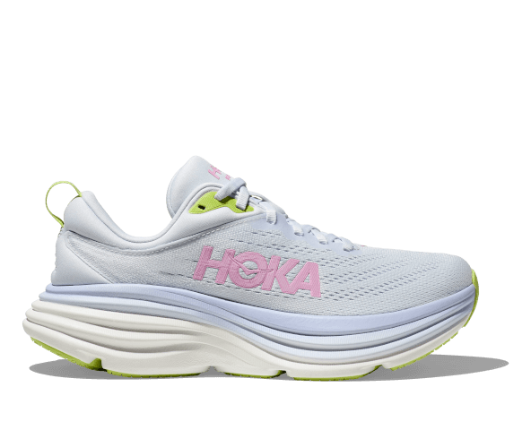 Hoka Bondi 8 Runner in Sea Ice Pink Twlight.