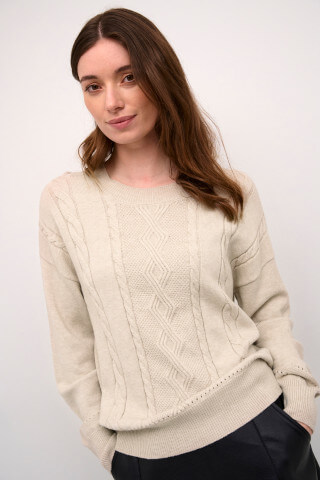 Cream Dela Cable knit sweater in oat colour