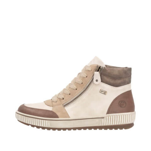 Remonte Alabama Sneaker in tans and creams on a white background