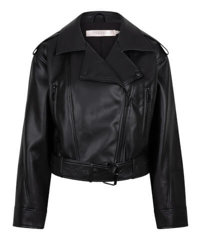 Esqualo Biker Vegan Leather Jacket with asymetrical zip.