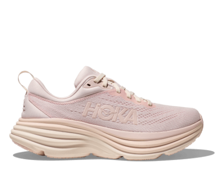 Hoka Bondi 8 in Cosmic Pearl pink on a white background