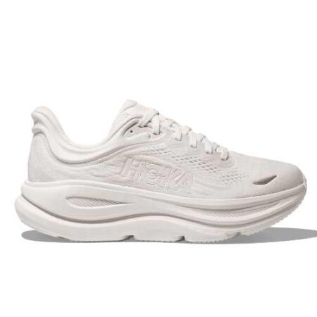 Hoka Bondi 9 in white on a white background