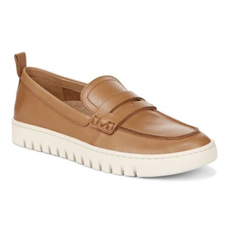 Vionic Uptown Loafer on a white background in camel.