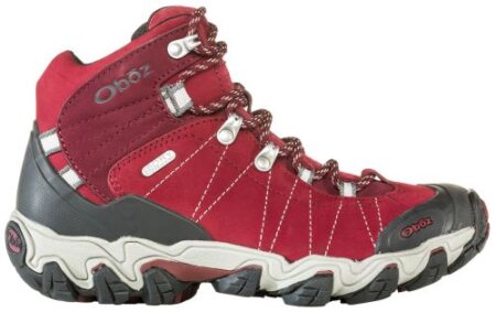 Oboz Bridger Hiking boot on a white background in Rio Red