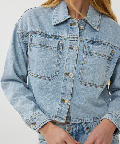 Model wearing the oversize Denim Jacket