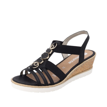 Remonte R6264-00 sandal in black on a white background